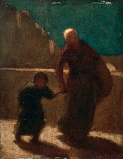 On a Bridge at Night by Honoré Daumier